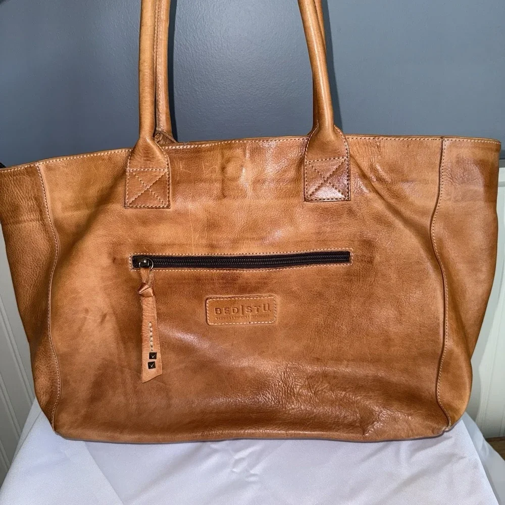 Bed Stu Leather Cersei Tote Shoulder Bag Purse Handbag Brown Distressed EUC